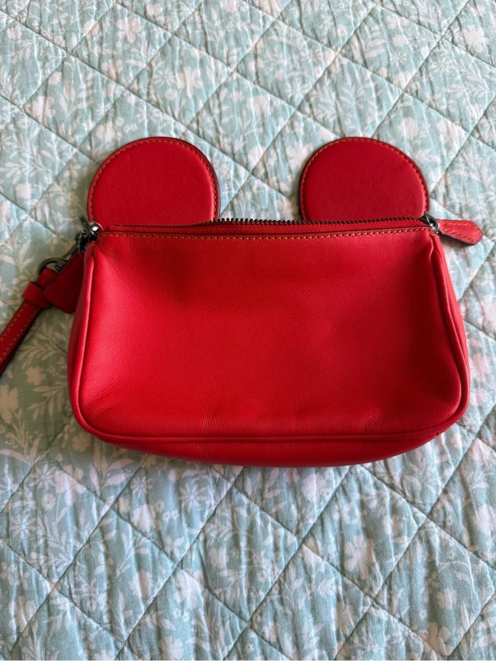 Coach Red Leather Mickey-Ear Crossbody Bag
